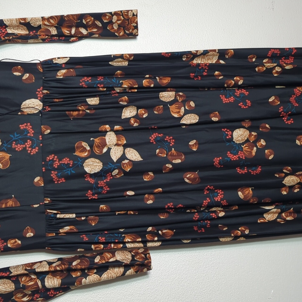 Vintage 60s 70s Julie Miller Womens Maxi Dress Chestnuts Nuts Retro Mod Small - Picture 9 of 13